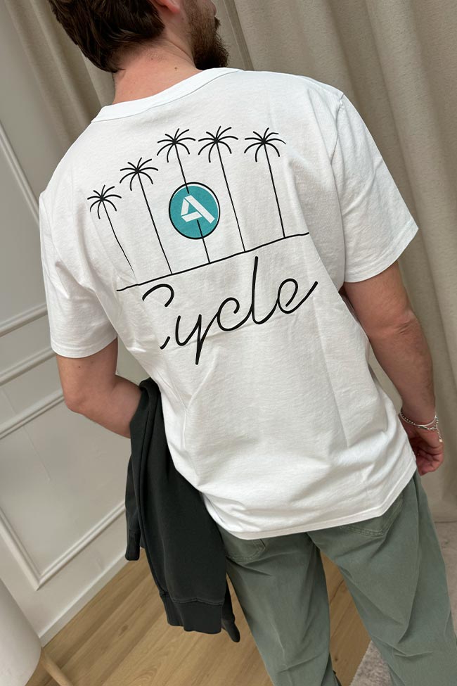 Cycle - T shirt basic bianca stampa "Fireworks"