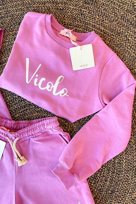 Vicolo Bambina - Pantaloncini in felpa lilla con logo