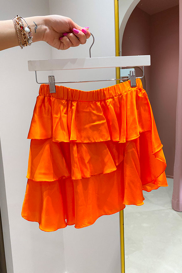 Vicolo - Orange satin skirt with irregular flounces