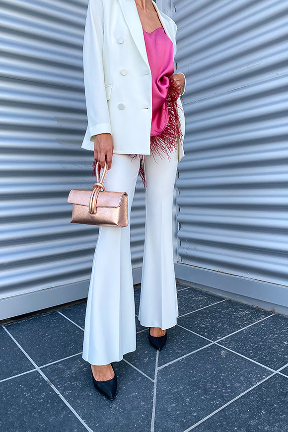 Vicolo - White flared trousers in crepe