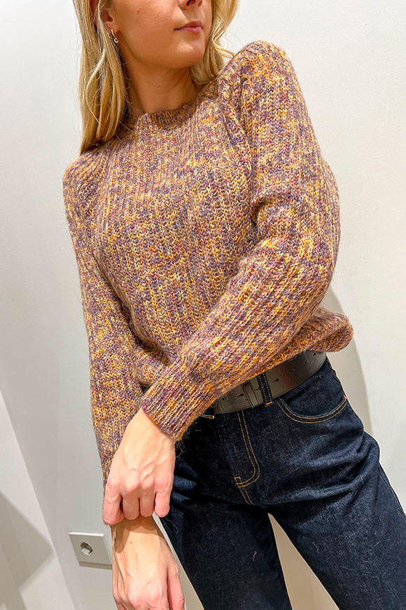 Vicolo - Mustard sweater, purple mélange English knit in mohair blend