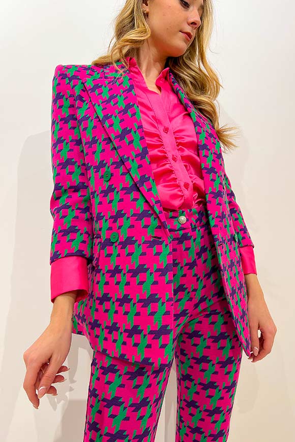 Vicolo - Pink, green and purple geometric patterned jacket