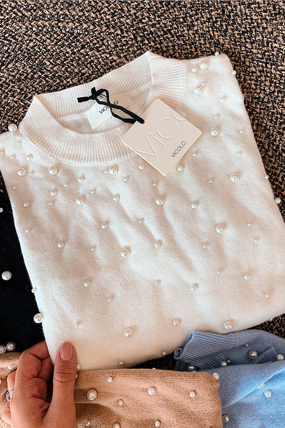 Vicolo - White pearl sweater