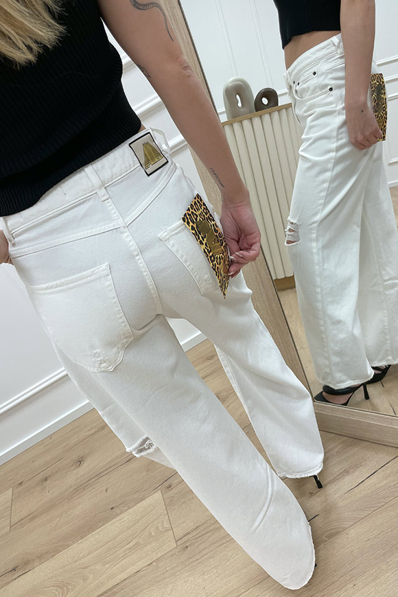 Aniye By - Pantaloni bianchi Bull Frida con rotture