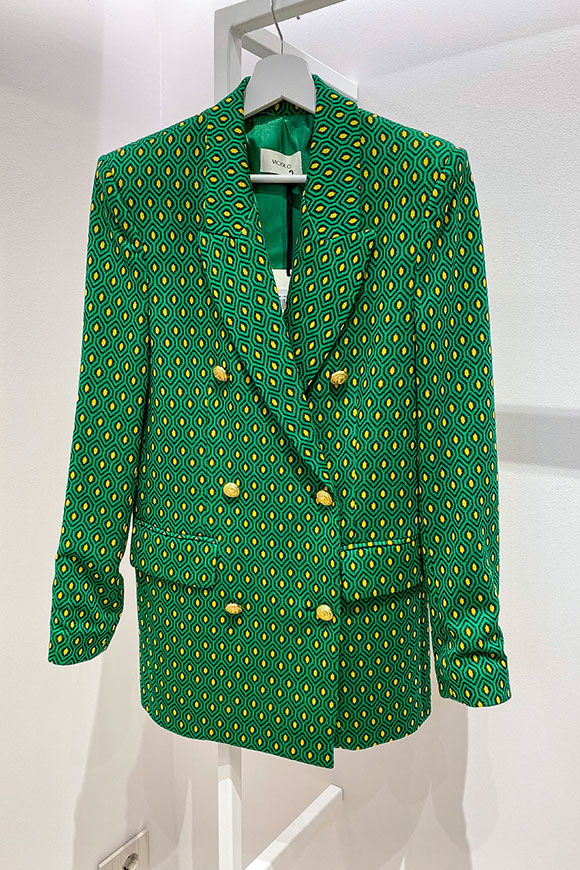 Vicolo - Micro houndstooth yellow and green jacket