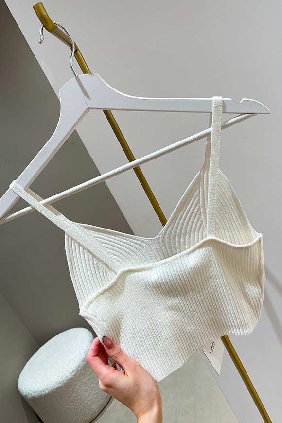 Glamorous - Top bianco in maglia a triangolino