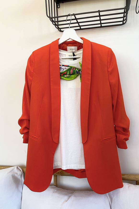 Vicolo - Orange jacket with gathered sleeves