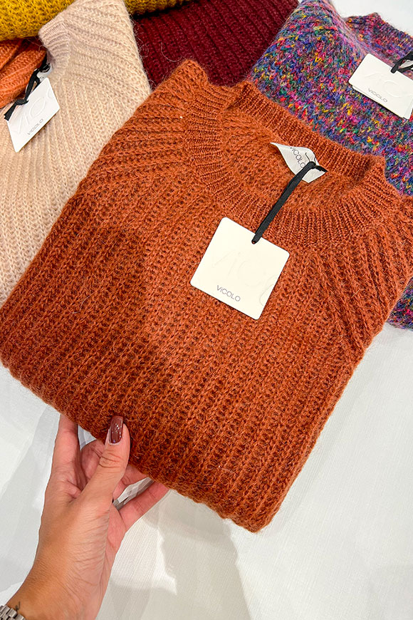 Vicolo - Caramel English knit sweater in mohair blend