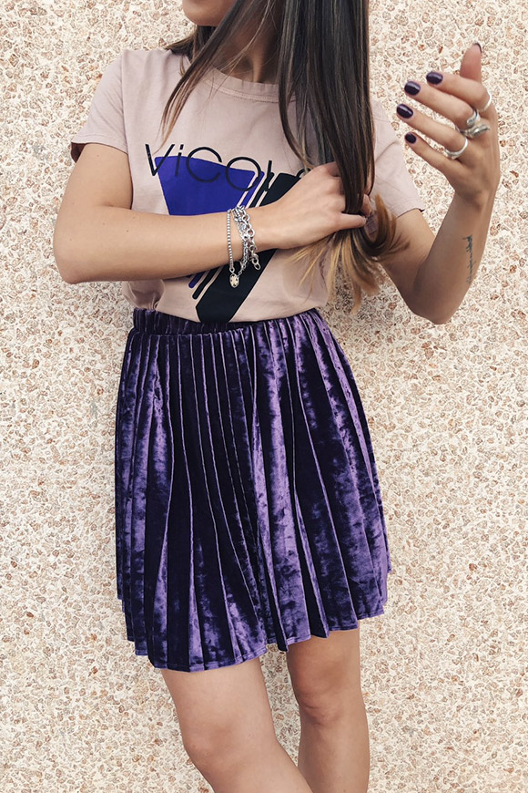 Vicolo - Violet plisset velvet skirt