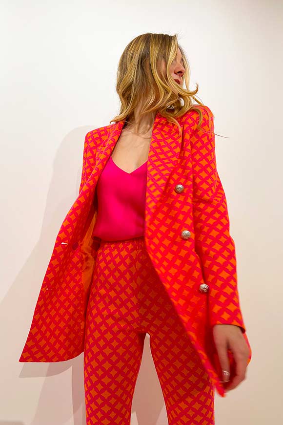 Vicolo - Orange and fuchsia geometric patterned jacket