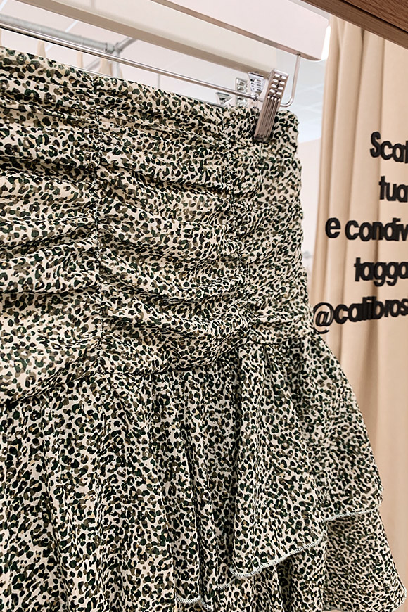 Vicolo - White and green clotted leopard skirt