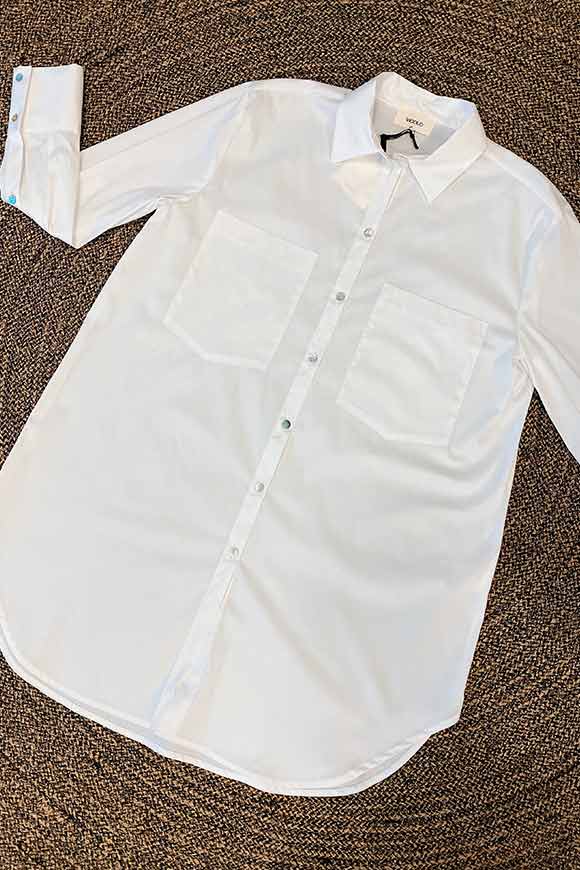 Vicolo - Vestito camicia over bianca con tasca