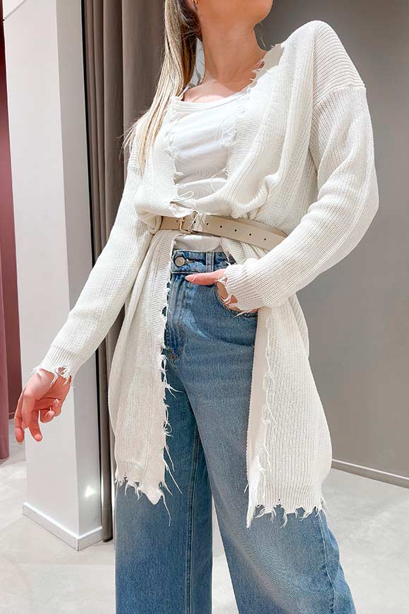 Vicolo - Long fringed butter cardigan