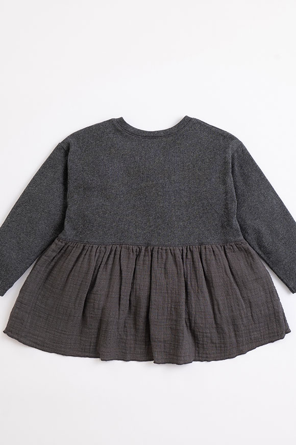 Play Up - Gray mélange sweater with frills in Frame Melange cotton