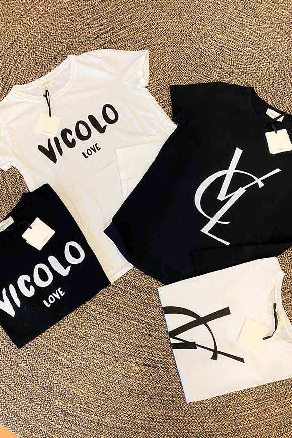 Vicolo - T shirt nera logo "VCL" bianca