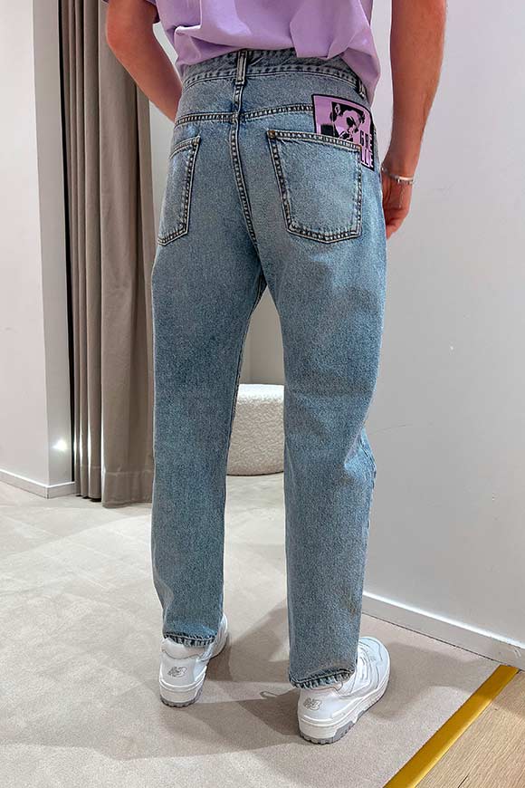 Gaelle - Jeans dritti lavaggio chiaro con patch