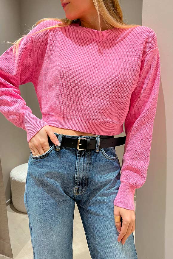 Kontatto - Bubble pink cropped crewneck sweater