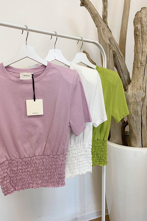 Vicolo - Mauve t-shirt with curled bottom
