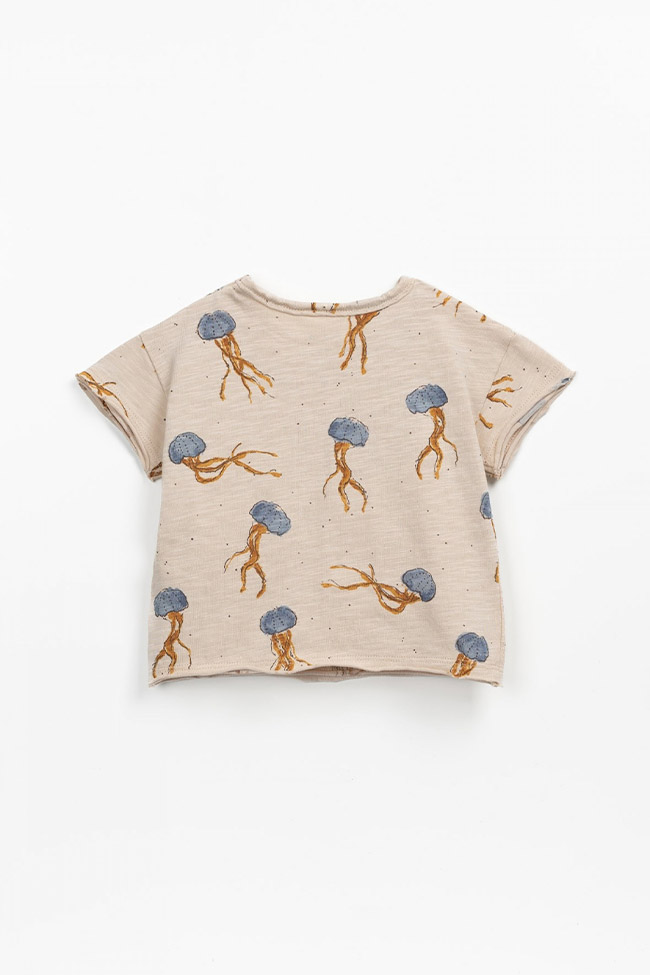Play Up - T shirt baby beige stampa meduse