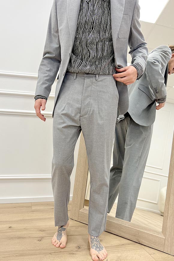 Gaelle - Pantaloni grigio chiaro vita alta con pinces