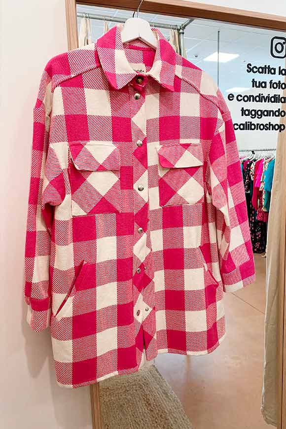 Dixie - Fuchsia and butter checked shirt jacket