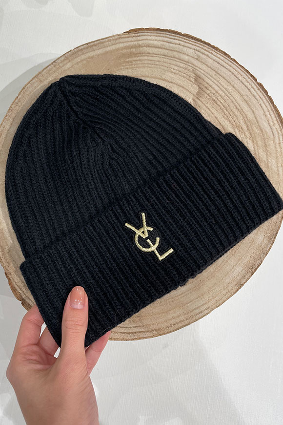 Vicolo - Cappello nero a cuffia con logo "VCL"