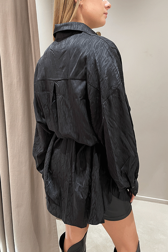 Glamorous - Vestito camicia nera fantasia jacquard