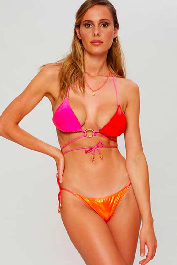 4Giveness - Bikini top a triangolo laminato tricolor
