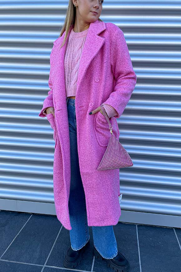 Glamorous - Cappotto rosa doppiopetto con tasconi