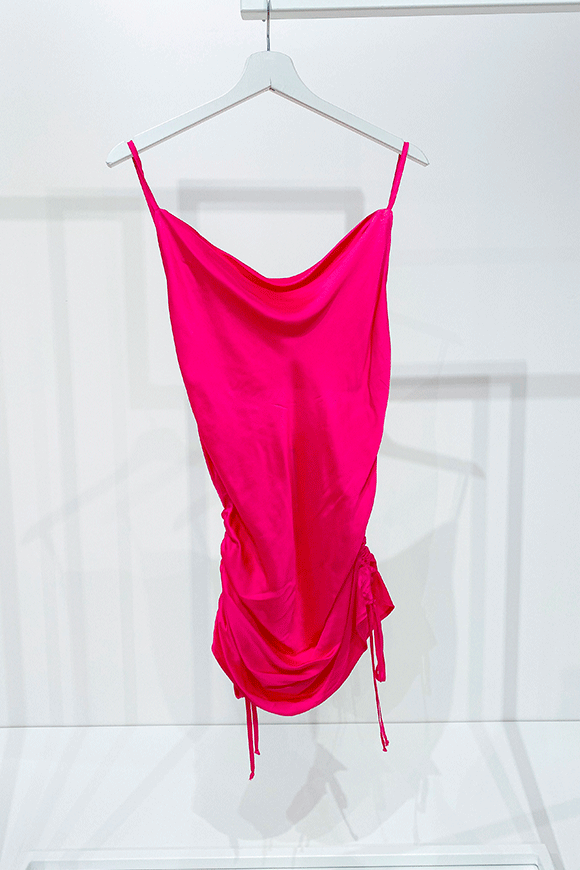 Vicolo - Fuchsia dress in satin clotted on the side slip-like style