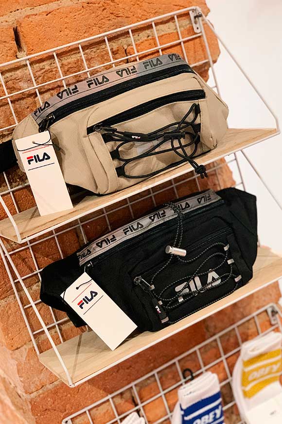 Fila - Black bum bag with reflective logos