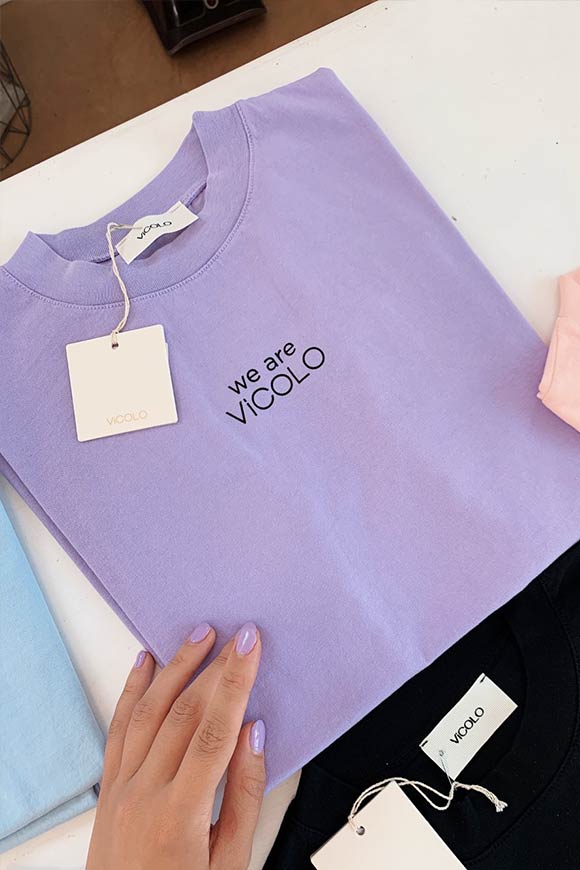Vicolo - "We are Vicolo" over lilac t shirt