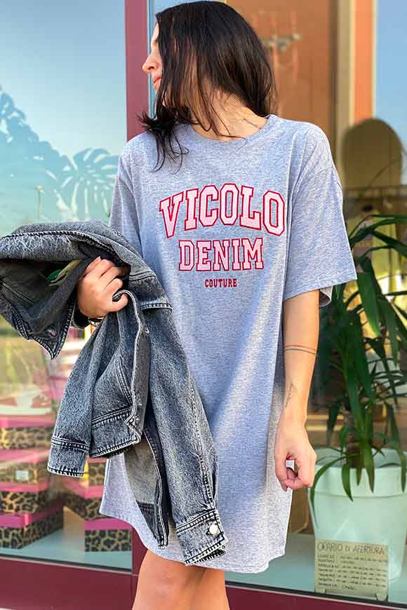 Vicolo - Maxi t shirt grigia "Vicolo denim"