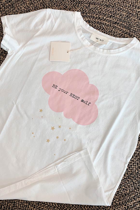 Vicolo - T shirt bianca con stampa "Be your best self"
