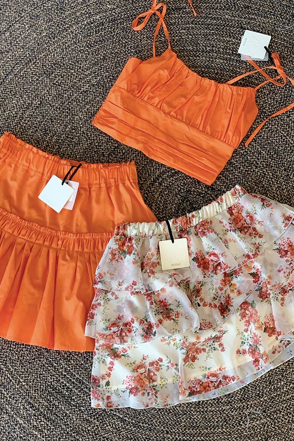 Vicolo - White ruffle skirt with orange flowers