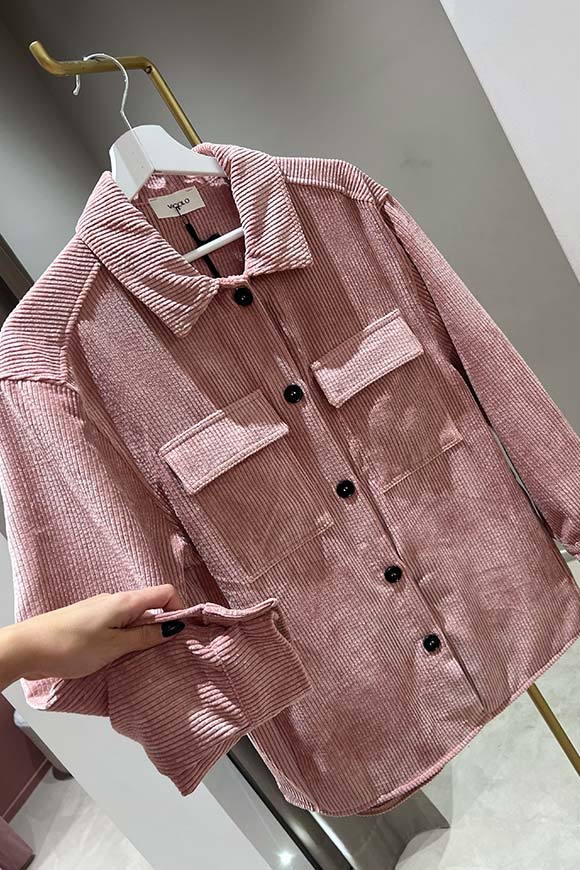 Vicolo - Giacca camicia rosa blush in velluto