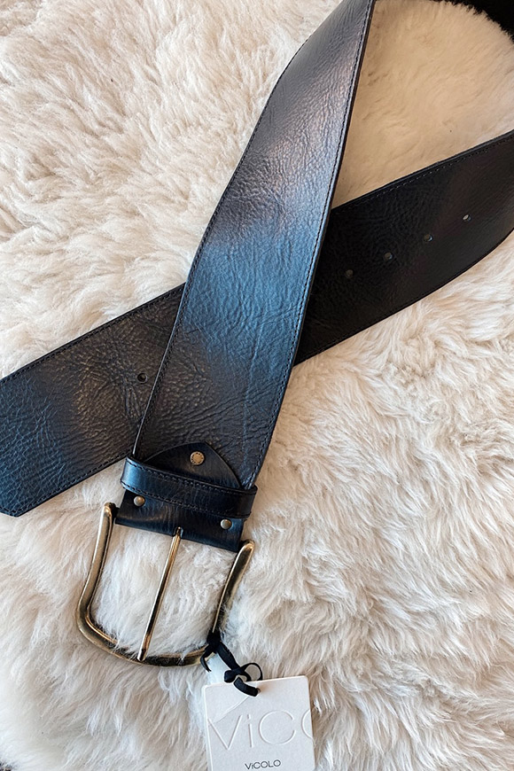Vicolo - High black belt with gold buckle