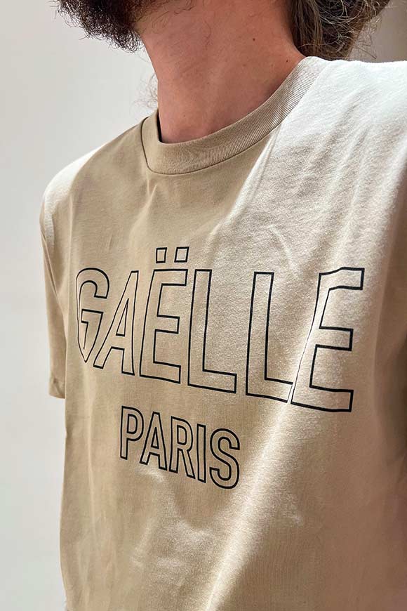 Gaelle - T shirt nocciola con stampa logo centrale nero