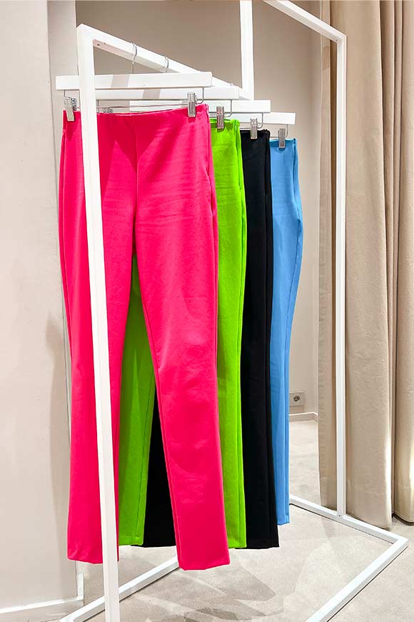 Vicolo - Acid green pants leggings in jersey with slit on the back
