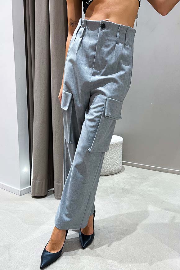 Vicolo - Pantaloni cargo grigio chiaro a palazzo
