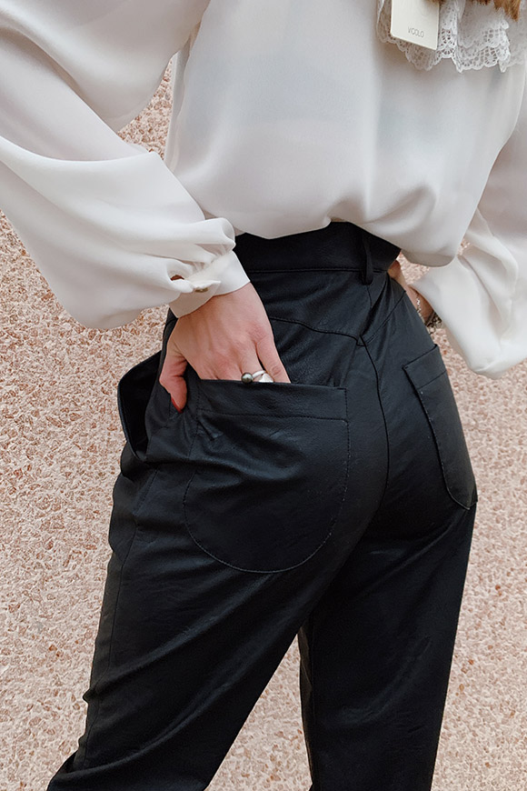 Vicolo - Pantaloni in ecopelle neri a palloncino
