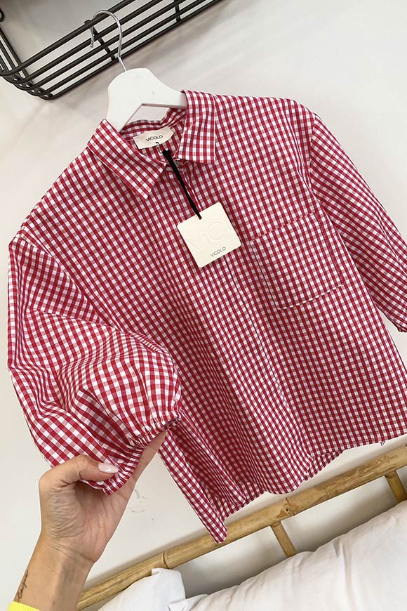Vicolo - Cherry and white vichy shirt with pocket