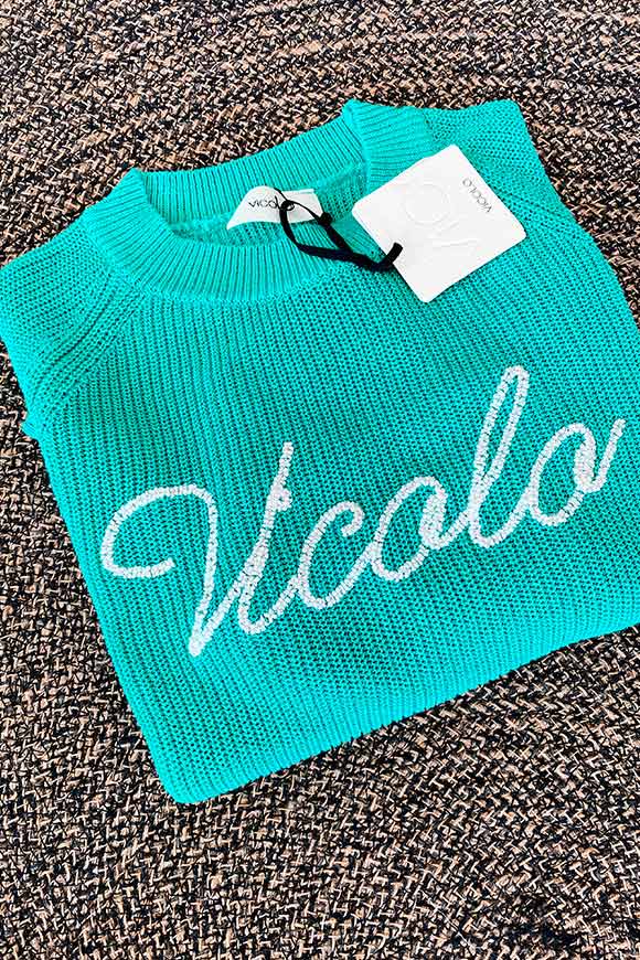 Vicolo - Maglia tiffany con logo “Vicolo” bianco