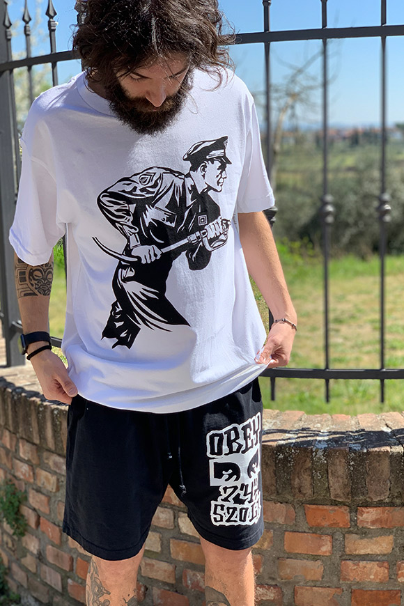 Obey - T shirt bianca con stampa