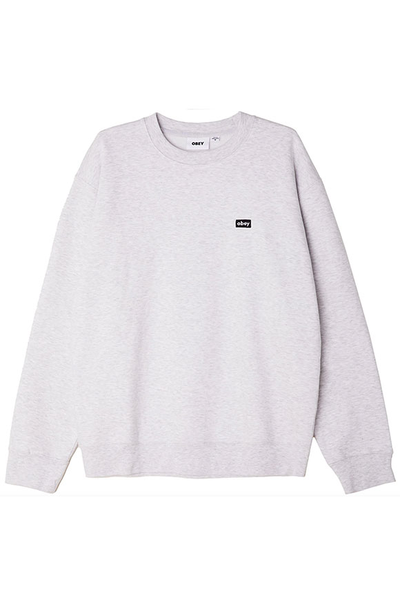 Obey - Gray mélange crewneck sweatshirt with contrasting embroidered logo