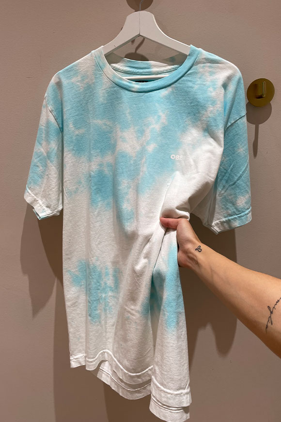 Obey - White and light blue tie-dye T-shirt
