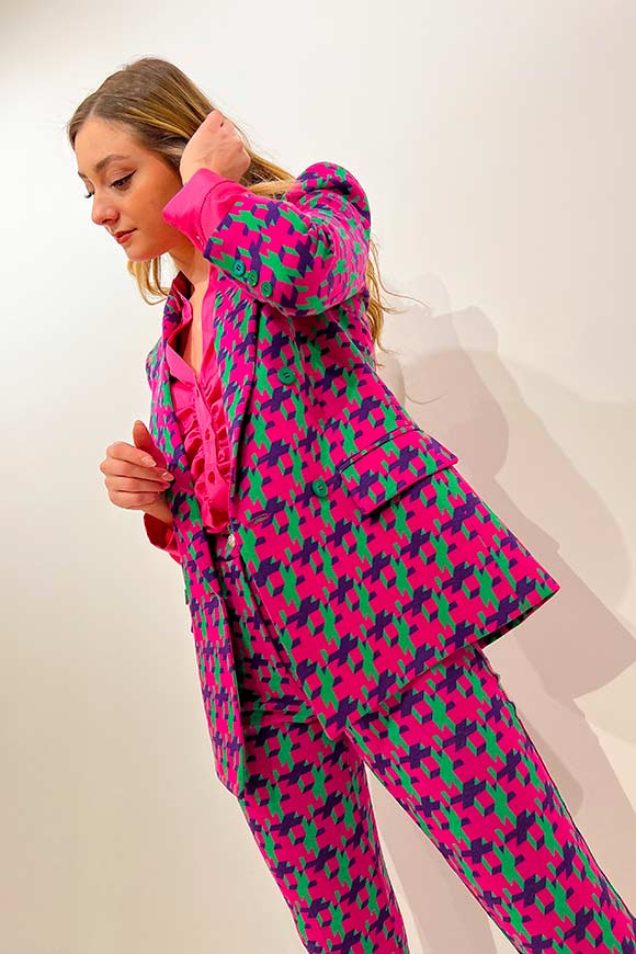 Vicolo - Pink, green and purple geometric patterned jacket