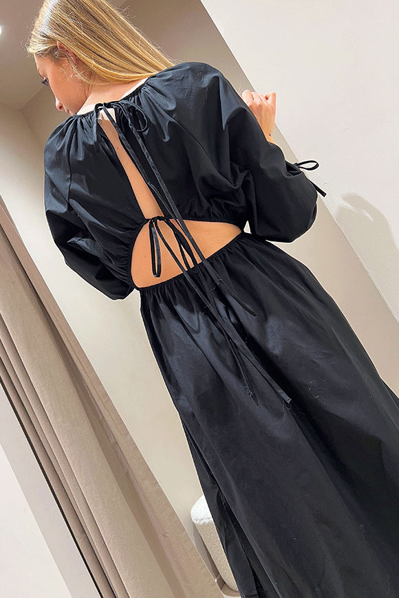 Vicolo - Vestito nero in cotone con oblò sul retro