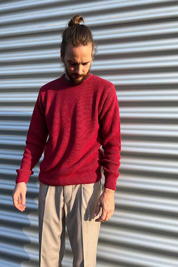 Berna - Maglione bicolore rosso in misto lana