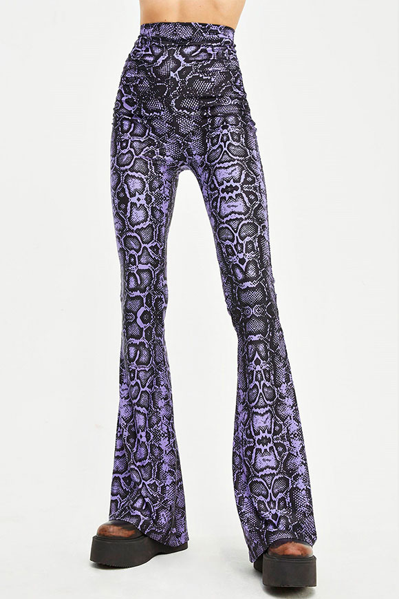 Aniye By - Purple and black Snake flared trousers